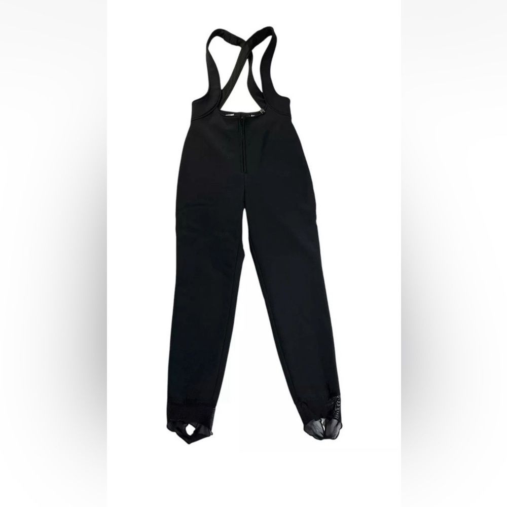 Vintage Nils Snow Ski Bib Pants Stirrup Overalls Schoeller Winter Black sz 8